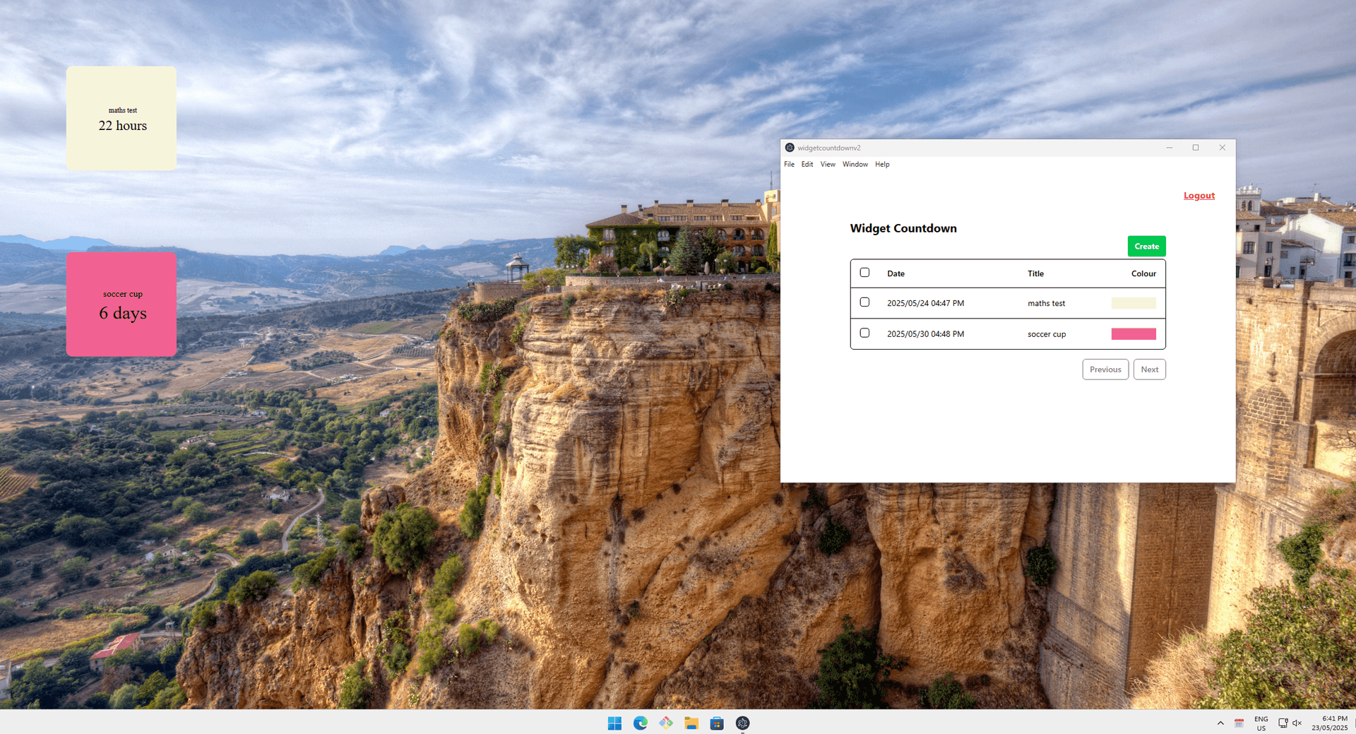 Widget Countdown on Windows